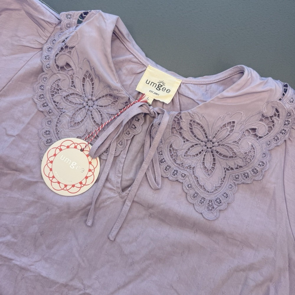 NWT Umgee Lavender Lace Collar Babydoll Mini Dress Size Large Purple
